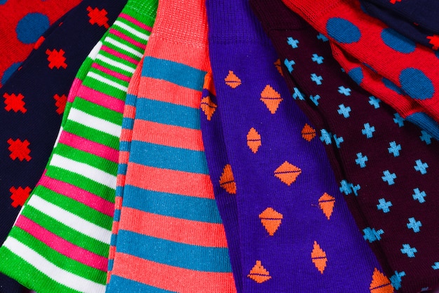 Colorful collection of cotton socks.