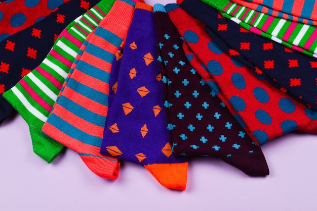 Colorful collection of cotton socks.