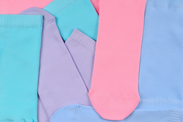 Colorful collection of cotton socks.