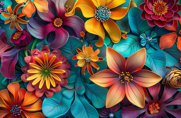 a colorful collection of flowers including the colors of the rainbow