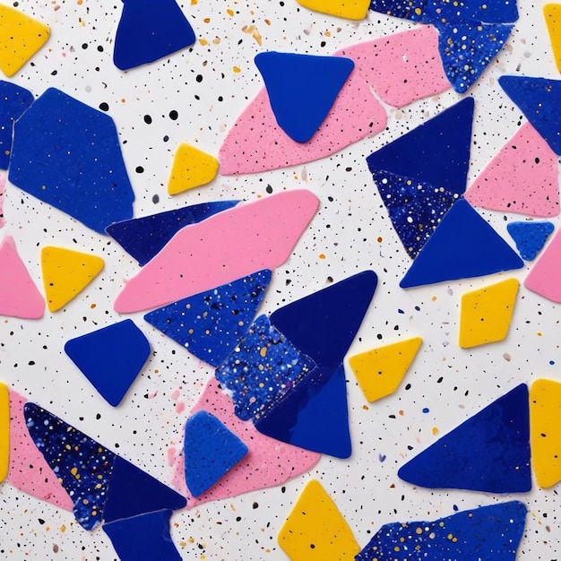 a colorful collection of paper boats and triangles with a yellow and blue one that says  blue