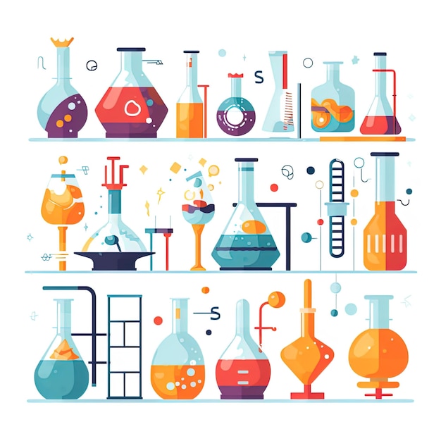 Photo a colorful collection of science related items including a science lab