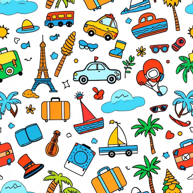 Photo a colorful collection of travel related icons