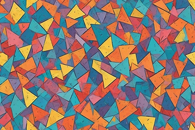 a colorful collection of triangles with a yellow triangle on the top