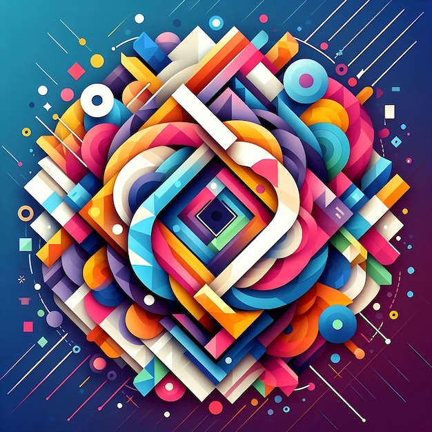 a colorful and colorful design with a circle of different colors and shapes