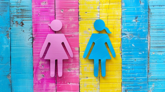 Photo a colorful and colorful display of a man and woman with a pink and blue shirt