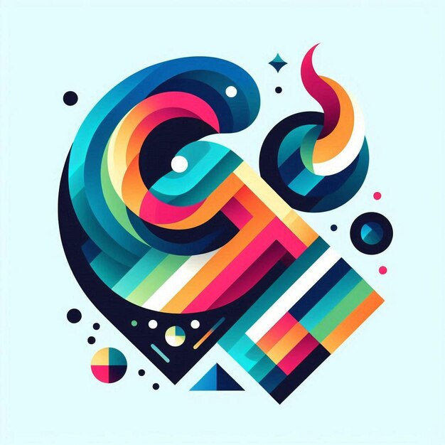 a colorful and colorful picture of a letter g and the word g on it