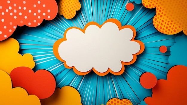 Photo colorful comic background with raysspeech bubble cloud and comic explosion