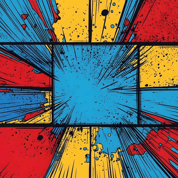 Colorful comic book style background with blue red yellow