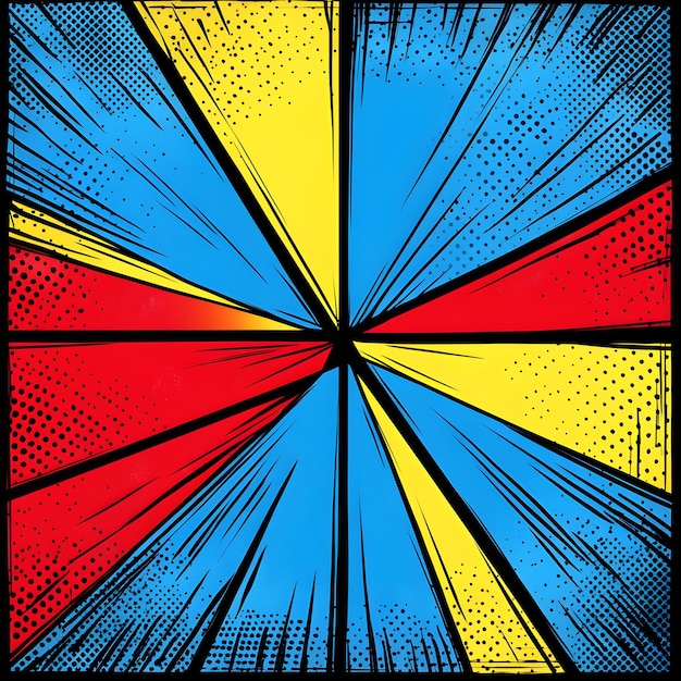 Colorful comic book style background with blue red yellow