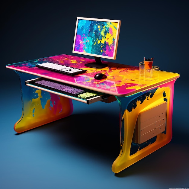 colorful computer desk