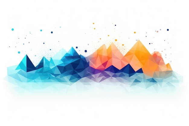 Colorful concise illustration of mountains and rivers in front of white background