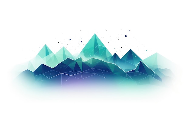 Colorful concise illustration of mountains and rivers in front of white background