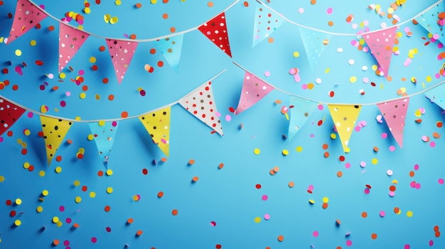 colorful confetti on blue background for party