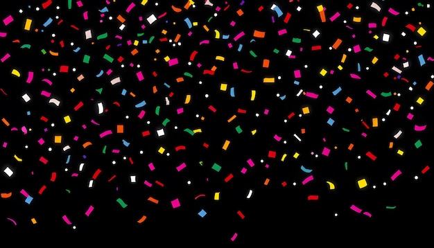 Photo colorful confetti on dark background isolated with white highlights