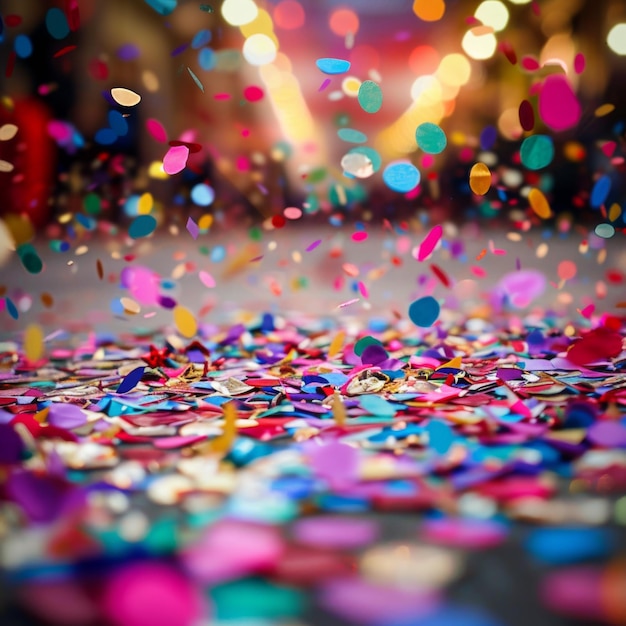 Colorful Confetti Falling on a Dark Surface