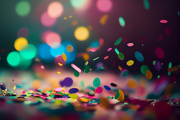 Colorful confetti in front of colorful background with bokeh for carnival Art Illustration Generative AI