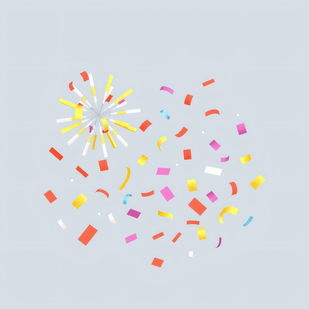 Colorful confetti scattered on a light gray background