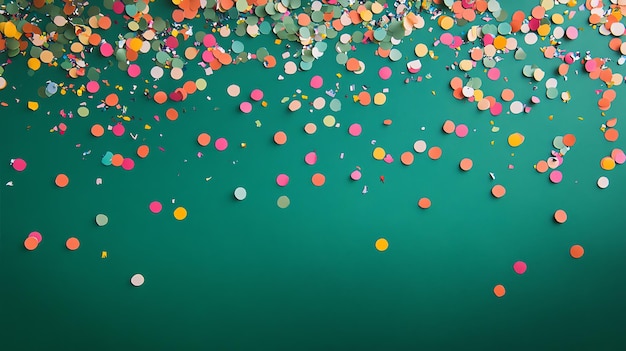 Photo colorful confetti on a teal background