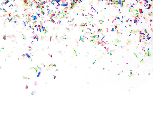 Colorful confetti on white background