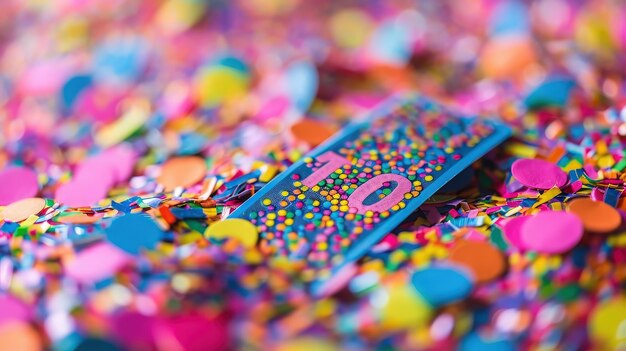 Colorful Confetti with Number Ten Card