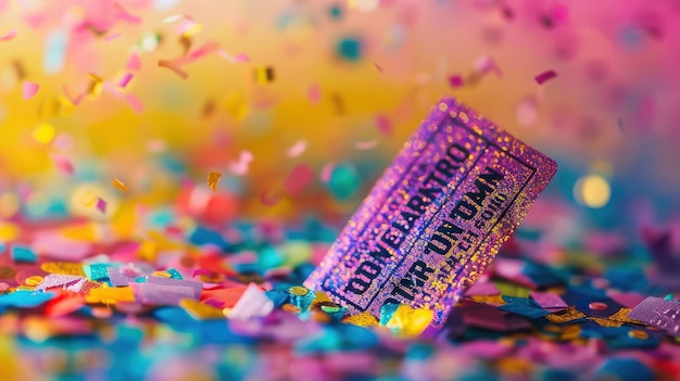 Colorful Confetti with Sparkling Ticket