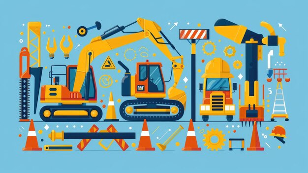 Photo colorful construction equipment illustration