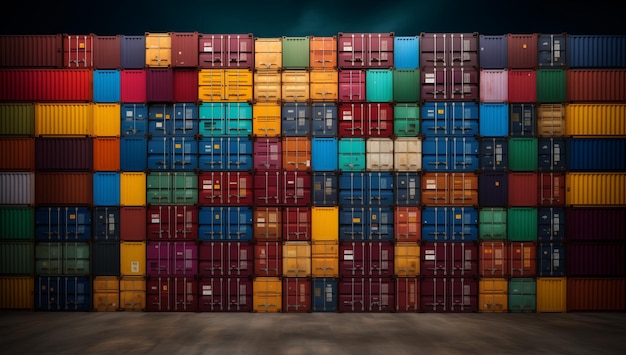 Colorful Container Cargos Shipment Concept Realistic Light and Color Usage Cargo Stacks Image