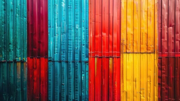 Photo colorful container wall texture background for cargo global business and transportation concept