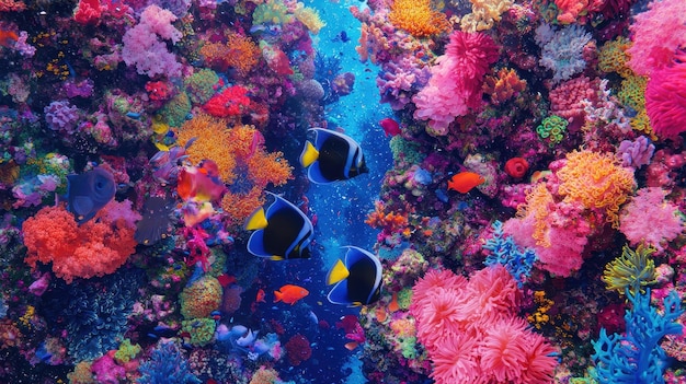 Photo colorful coral reef with tropical fish