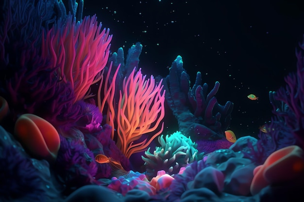 Colorful coral underwater world landscape generative ai