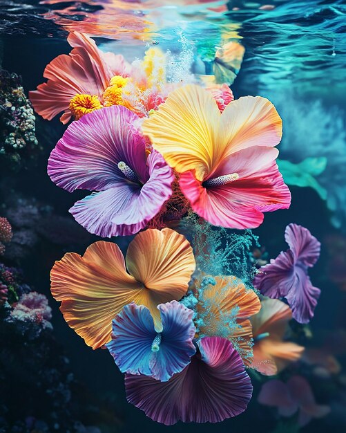 a colorful coral with the word hibiscus on it