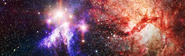 Colorful cosmos with stardust and milky way. Infinite universe and starry night.