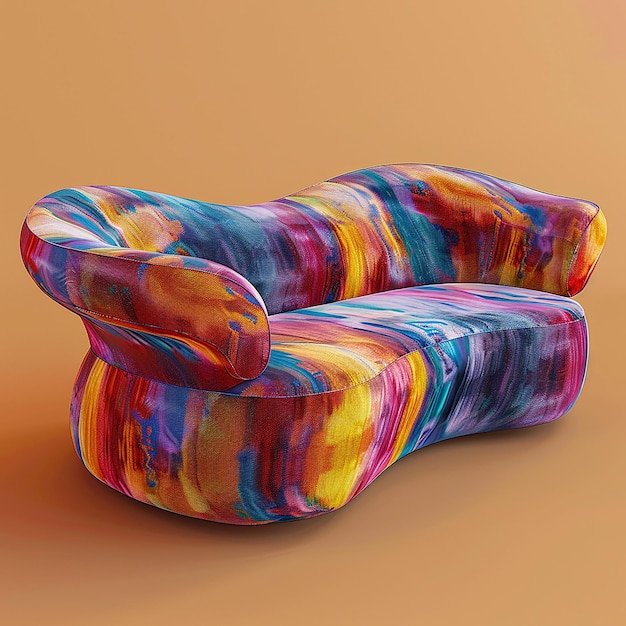 Photo a colorful couch with a colorful pattern on it