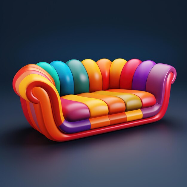 Photo a colorful couch with a rainbow colored seat and a colorful seat