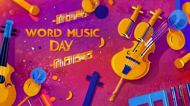 a colorful cover for a music day with a musical instrument