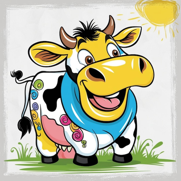 Photo colorful cow cartoon