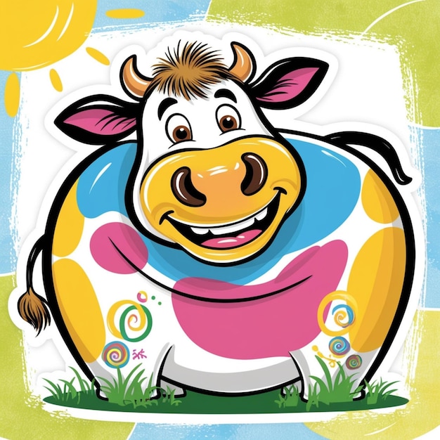 Photo colorful cow cartoon