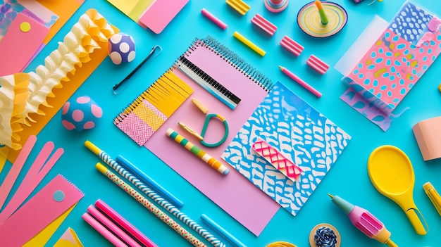 Colorful Craft Supplies Flat Lay A Playful Pattern Paradise