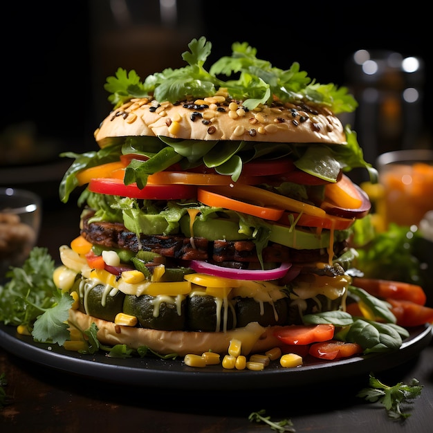 Colorful Creations Vibrant Vegetable Medley on Indian Burger