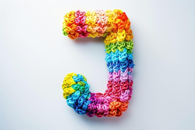 Photo a colorful crocheted letter i made by the letter a