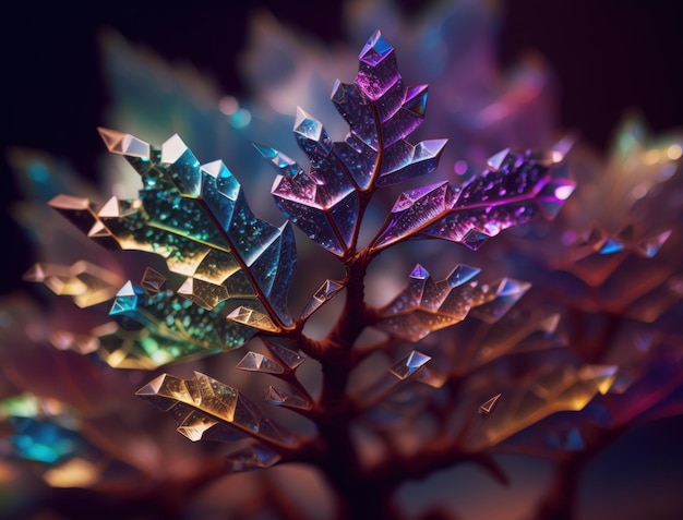 Colorful Crystal tree hybrid created with Generative AI technology