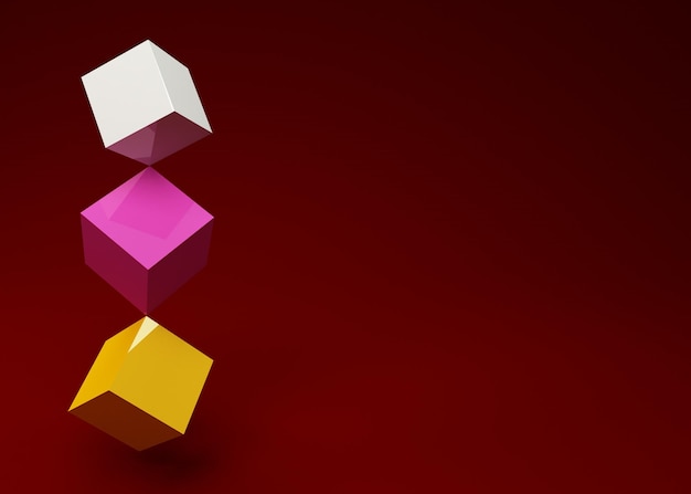 A colorful cube is on a red background with the words " cube " on the bottom.