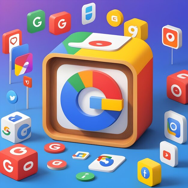 a colorful cube with the word g on it