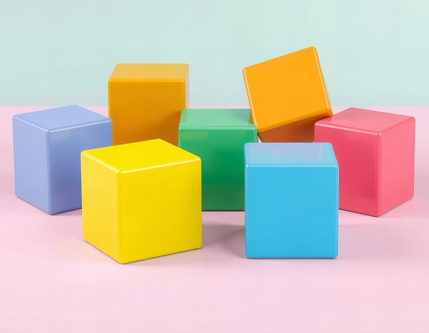 colorful cubes are stacked on top of each other one is blue