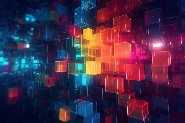 Colorful cubes on a dark background