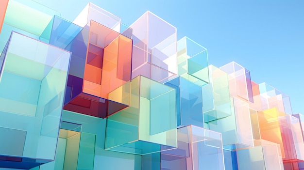 Colorful cubes in a geometric pattern Abstract architectural composition