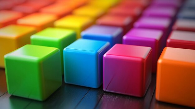 Photo colorful cubes in rows