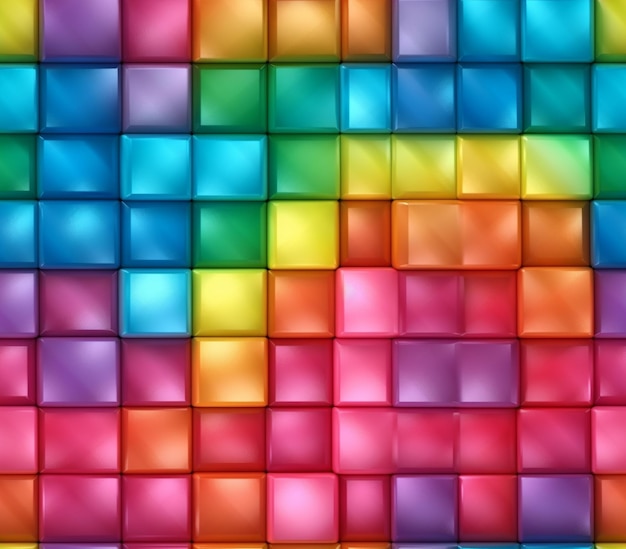 colorful cubes with a colorful background of the rainbow.