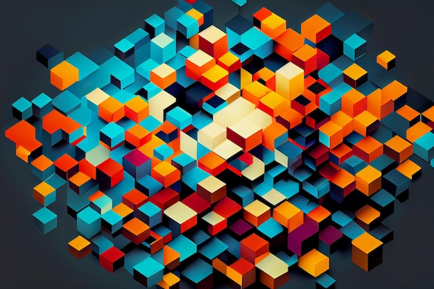 Colorful cubic gradient background Generative AI illustration